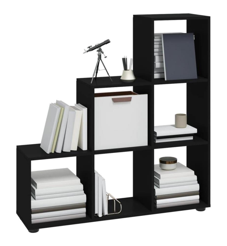Treppenregal Schwarz 107 cm Holzwerkstoff
