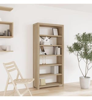 Bücherregal 6 Fächer 80x30x170 cm Massivholz Akazie