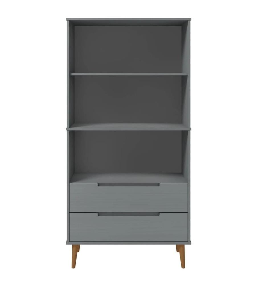 Bibliothèque MOLDE Gris 85x35x170,5 cm Bois massif de pin