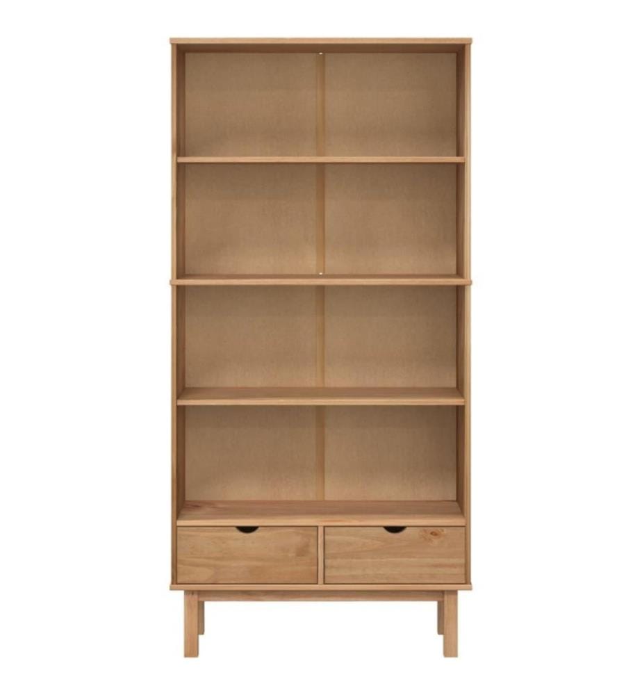 Bibliothèque avec 2 tiroirs Marron Bois de pin massif