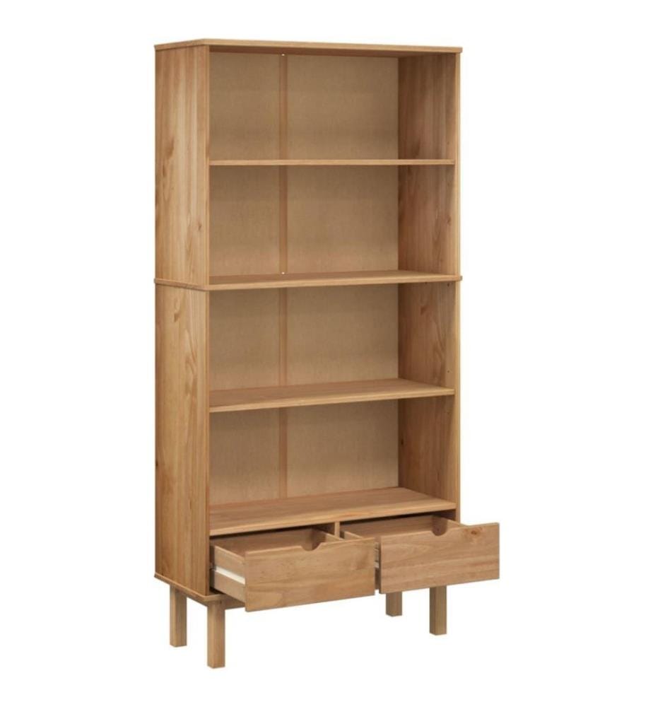 Bibliothèque avec 2 tiroirs Marron Bois de pin massif