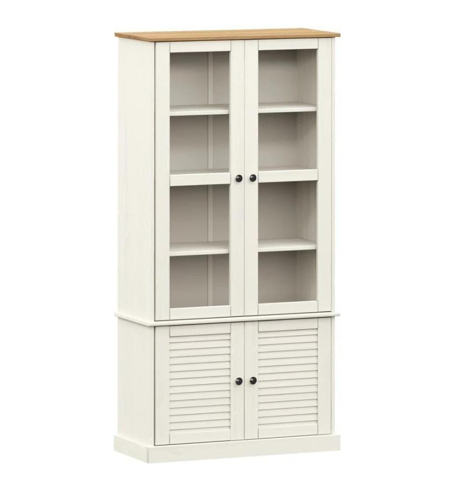 Vitrine VIGO Weiss 85x35x170 cm Massivholz Kiefer