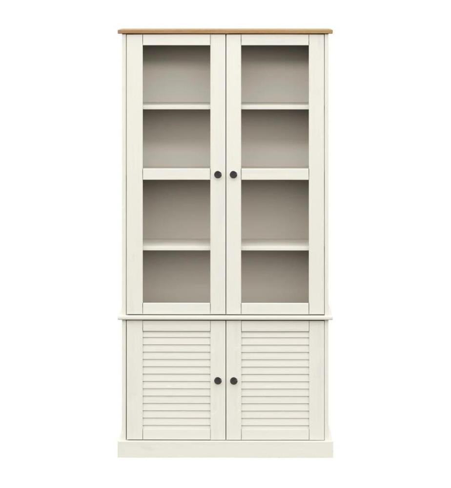 Vitrine VIGO Weiss 85x35x170 cm Massivholz Kiefer