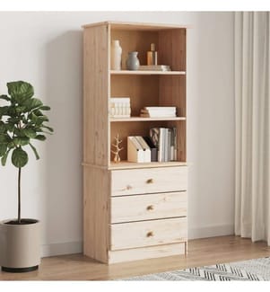 Bibliothèque avec tiroirs ALTA 60x35x142 cm bois massif de pin