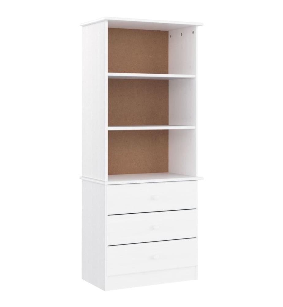 Bibliothèque et tiroirs ALTA blanc 60x35x142 cm bois massif pin