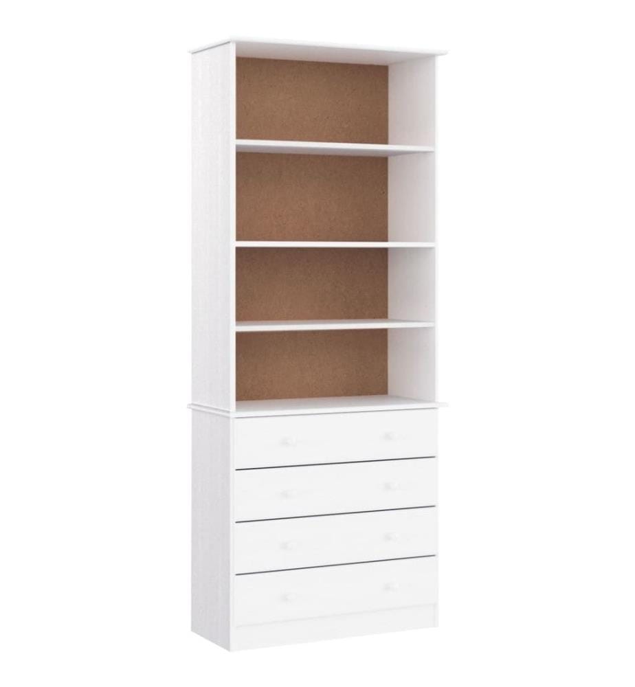 Bibliothèque tiroirs ALTA blanc 77x35x186,5cm bois massif pin