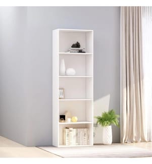 Bücherregal 5 Fächer Weiss 60x30x189 cm Holzwerkstoff
