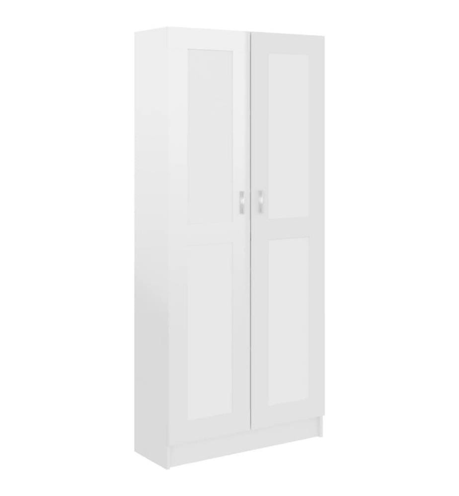 Bibliothèque Blanc brillant 82,5x30,5x185,5 cm Aggloméré
