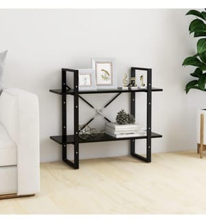 Bücherregal 2 Fächer Schwarz 80x30x70 cm Holzwerkstoff