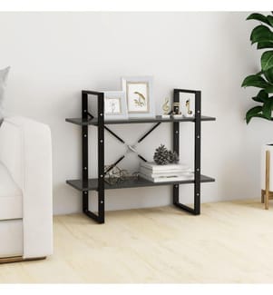 Bücherregal 2 Fächer Grau 80x30x70 cm Holzwerkstoff