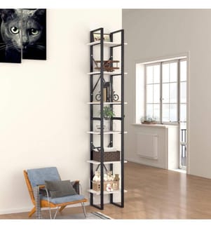 Bücherregal 6 Fächer Weiss 40x30x210 cm Holzwerkstoff