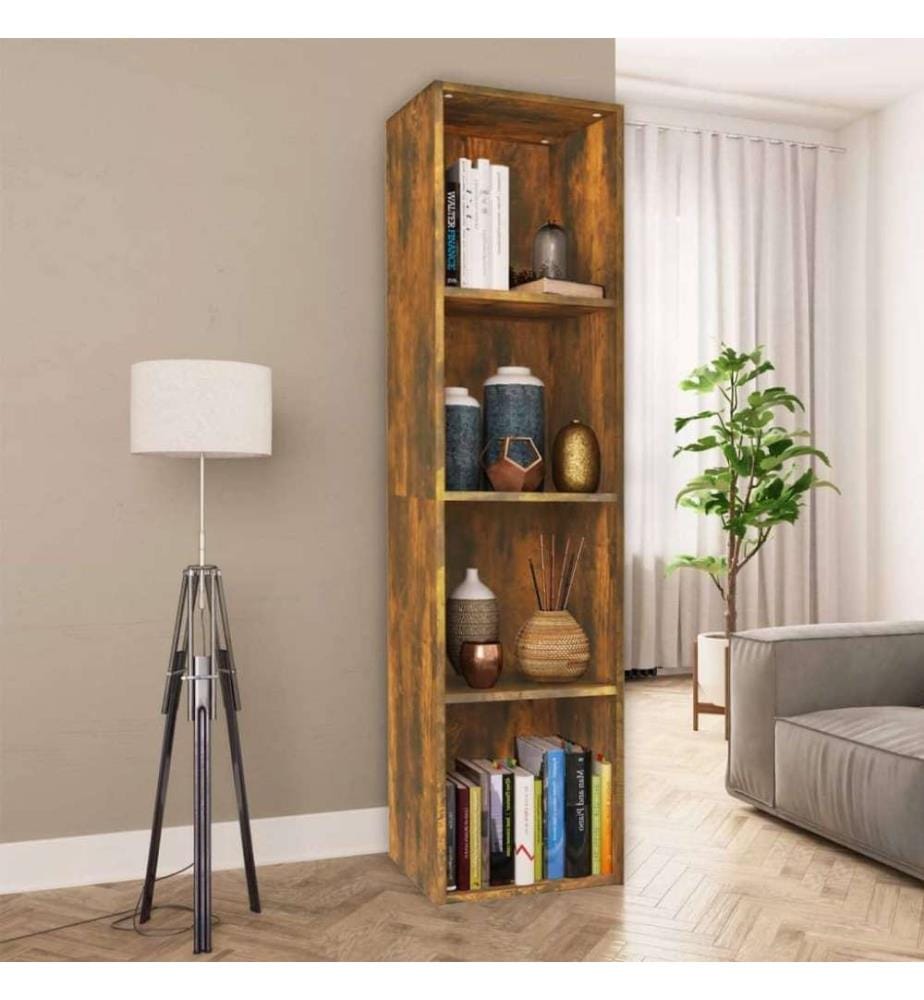 Bibliothèque/Meuble TV Chêne fumé 36x30x143cm Bois d'ingénierie
