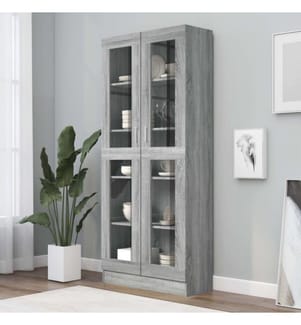 Vitrinenschrank Grau Sonoma 82,5x30,5x185,5 cm Holzwerkstoff
