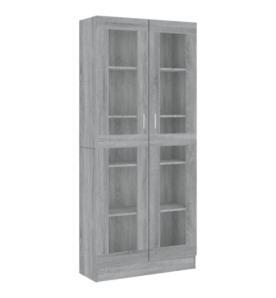 Vitrinenschrank Grau Sonoma 82,5x30,5x185,5 cm Holzwerkstoff