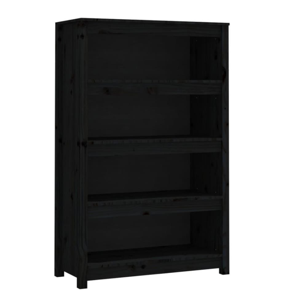 Bücherregal Schwarz 80x35x126 cm Massivholz Kiefer