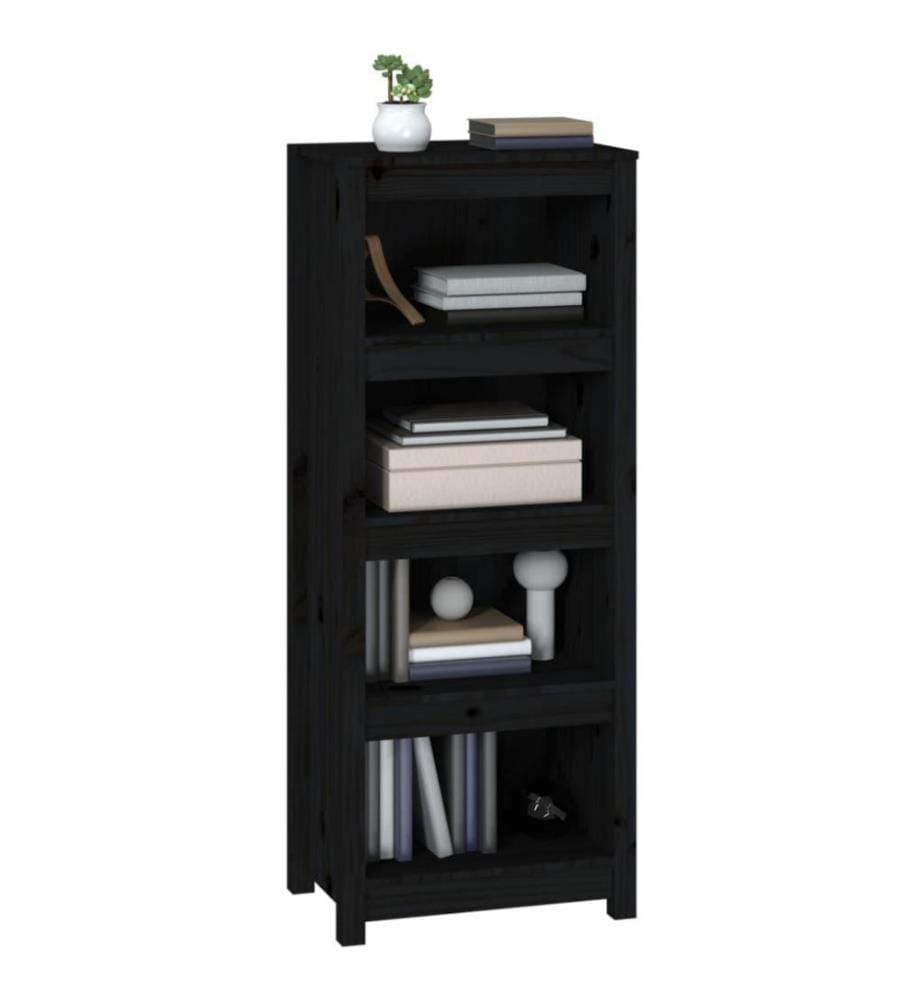 Bücherregal Schwarz 50x35x125,5 cm Massivholz Kiefer