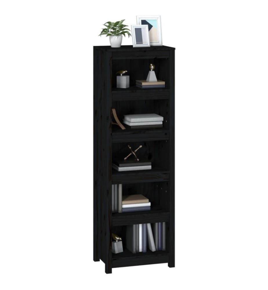 Bücherregal Schwarz 50x35x154 cm Massivholz Kiefer