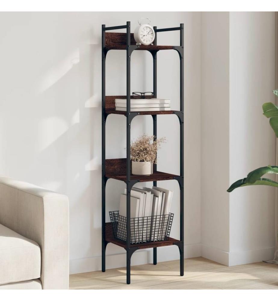 Bücherregal 4 Böden Braun Eichen-Optik 35x30x138,5 cm