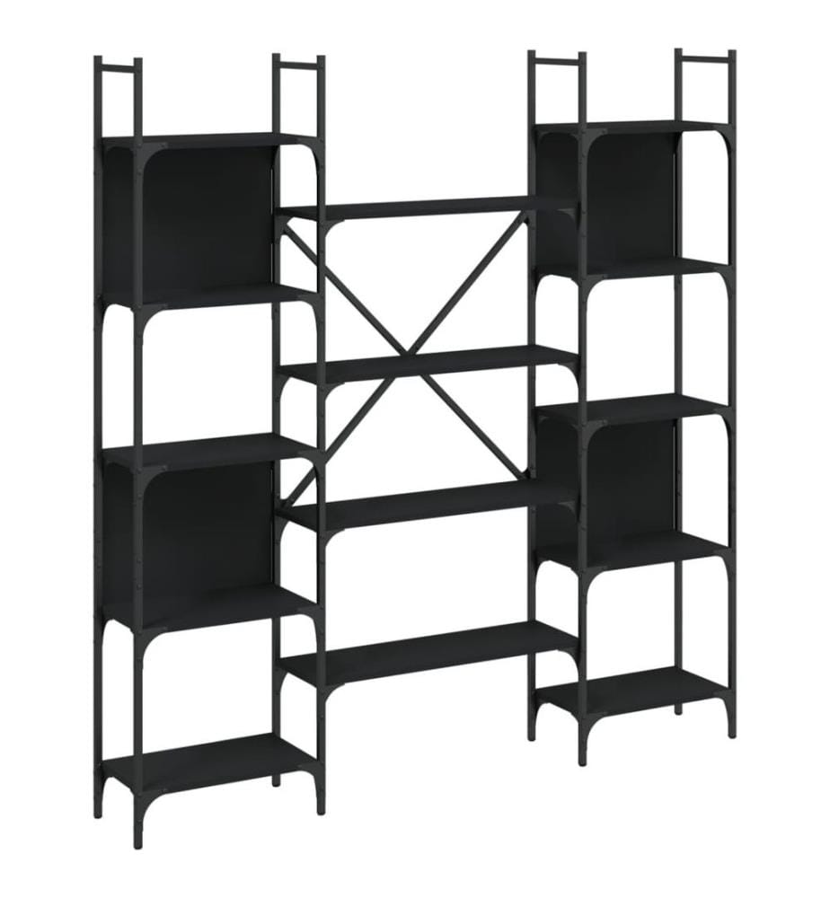 Bibliothèque noir 155,5x24x166,5 cm bois d'ingénierie