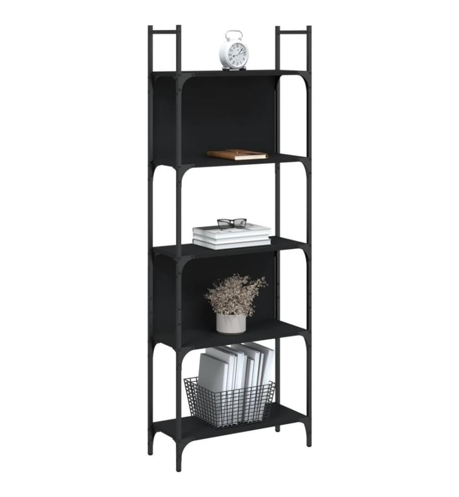 Bücherregal 5 Böden Schwarz 60,5x24x166,5 cm Holzwerkstoff