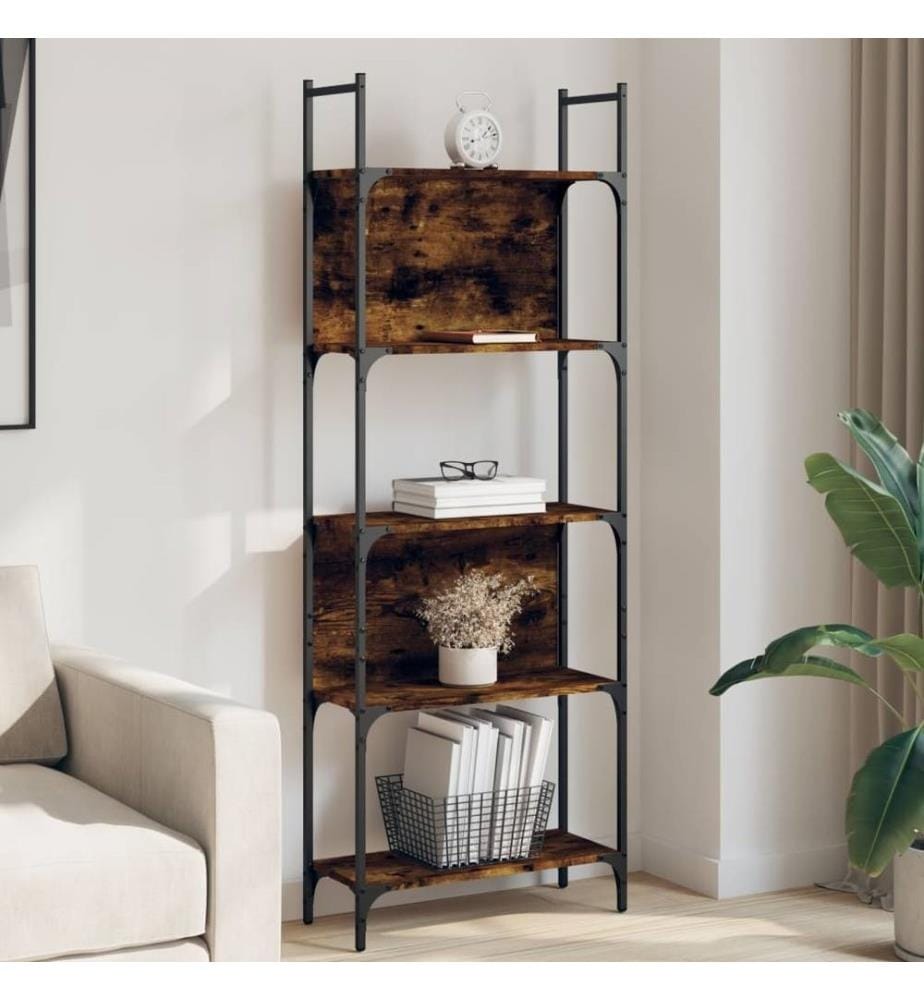 Bücherregal 5 Böden Räuchereiche 60,5x24x166,5 cm Holzwerkstoff