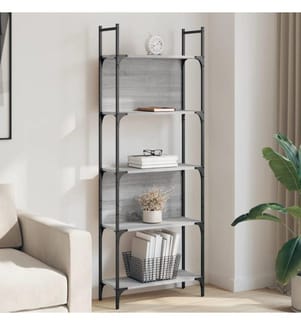 Bücherregal 5 Böden Grau Sonoma 60,5x24x166,5 cm Holzwerkstoff