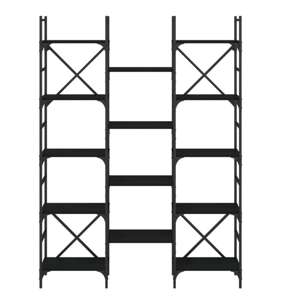 Bibliothèque noir 127,5x28,5x172,5 cm bois d'ingénierie