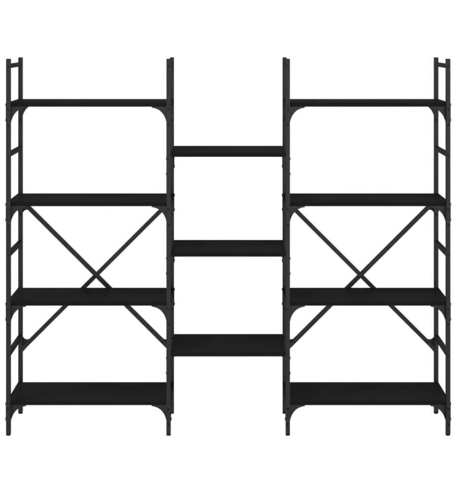 Bibliothèque noir 160x28,5x136,5 cm bois d'ingénierie
