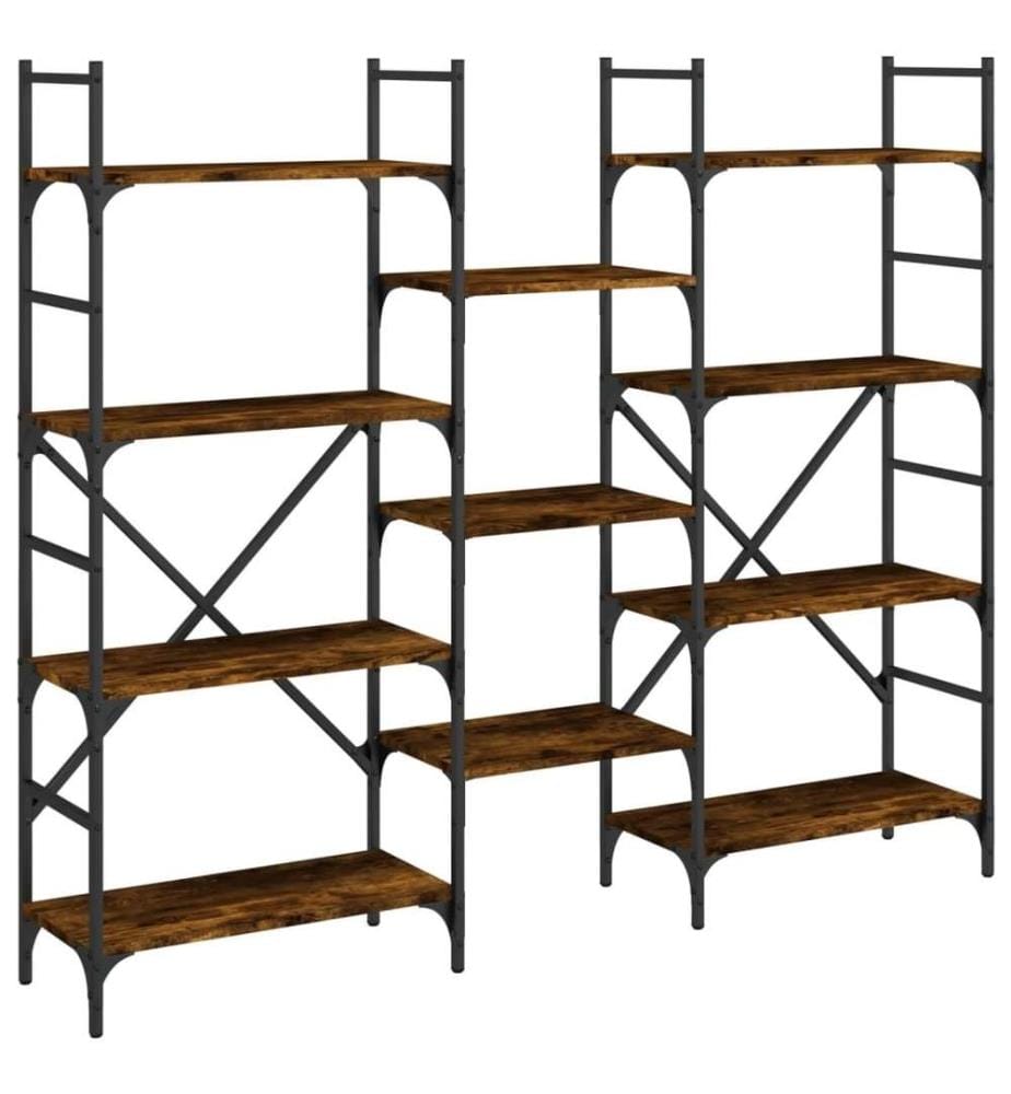 Bibliothèque chêne fumé 160x28,5x136,5 cm bois d'ingénierie