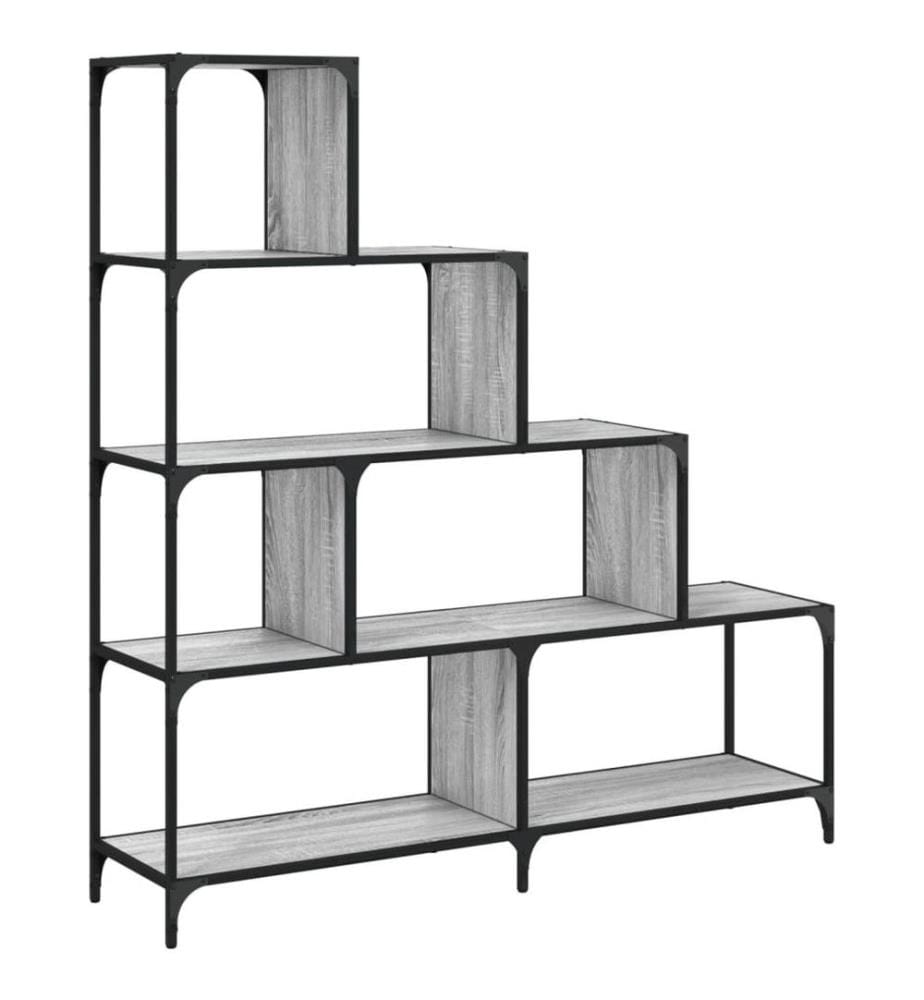 Bibliothèque à 4 niveaux sonoma gris bois d'ingénierie