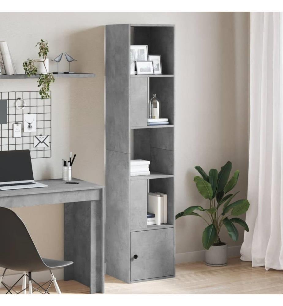 Bibliothèque gris béton 40x36x189 cm bois d'ingénierie