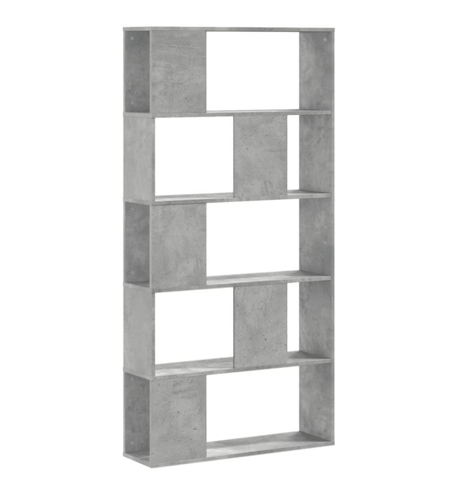 Bibliothèque 5 niveaux gris béton bois d'ingénierie