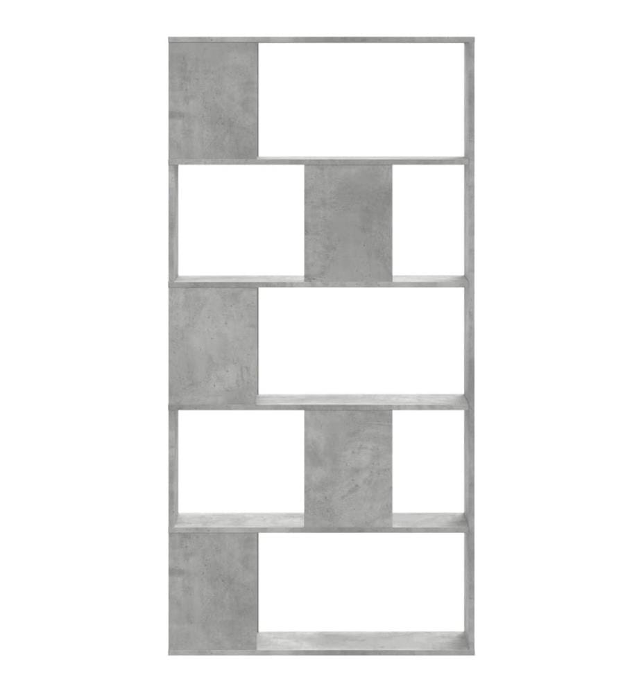 Bibliothèque 5 niveaux gris béton bois d'ingénierie