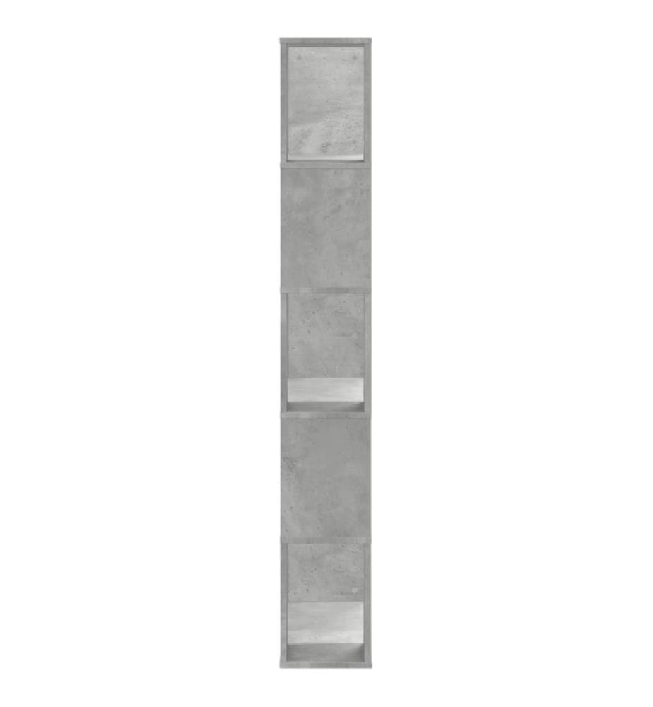 Bibliothèque 5 niveaux gris béton bois d'ingénierie