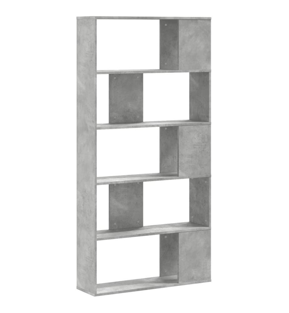 Bibliothèque 5 niveaux gris béton bois d'ingénierie