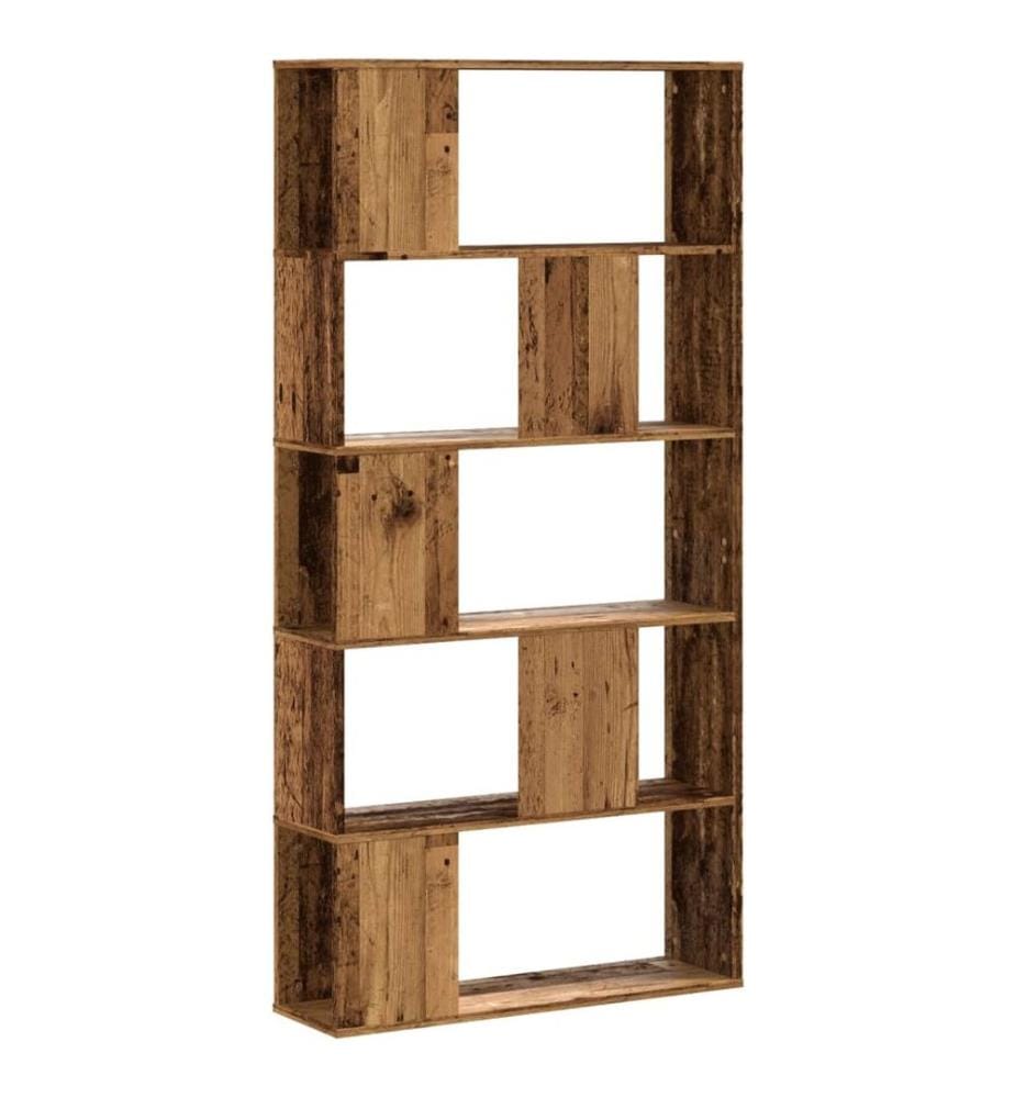 Bibliothèque 5 niveaux vieux bois bois d'ingénierie