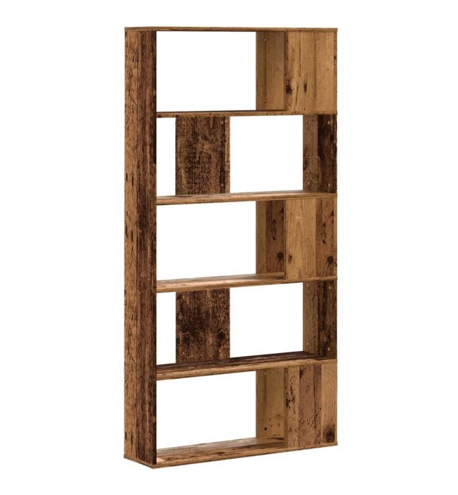 Bibliothèque 5 niveaux vieux bois bois d'ingénierie