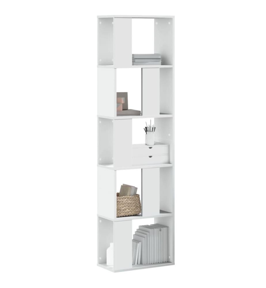Bibliothèque 5 niveaux blanc 45x23,5x162,5 cm bois d'ingénierie