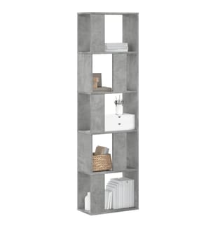 Bücherregal 5 Böden Betongrau 45x23,5x162,5 cm Holzwerkstoff