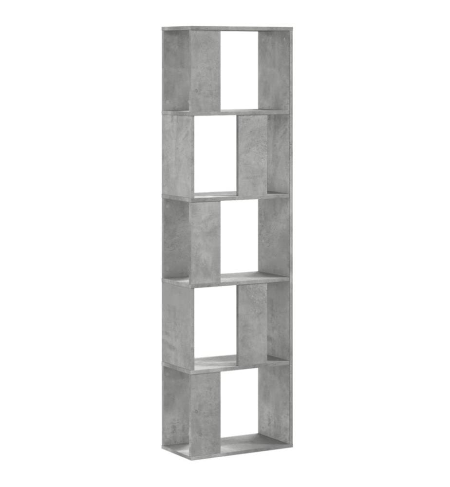 Bibliothèque 5 niveaux gris béton bois d'ingénierie