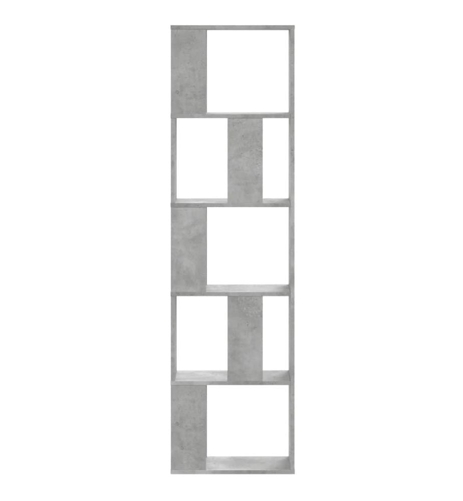 Bibliothèque 5 niveaux gris béton bois d'ingénierie