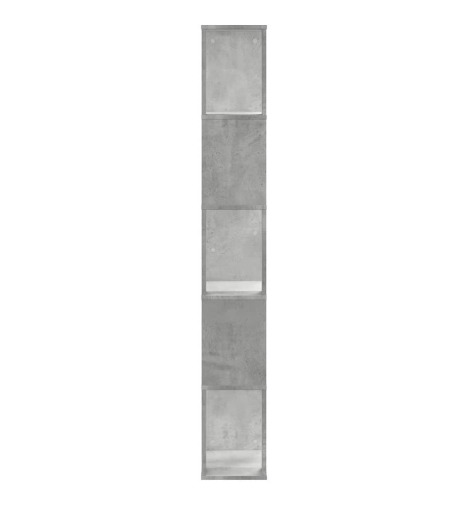 Bibliothèque 5 niveaux gris béton bois d'ingénierie