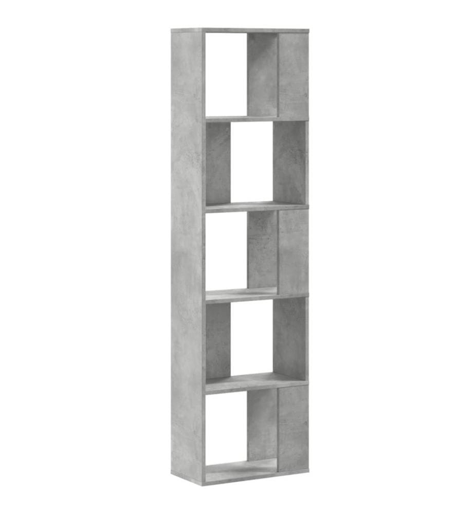 Bibliothèque 5 niveaux gris béton bois d'ingénierie