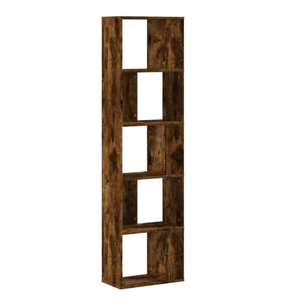 Bibliothèque 5 niveaux chêne fumé bois d'ingénierie