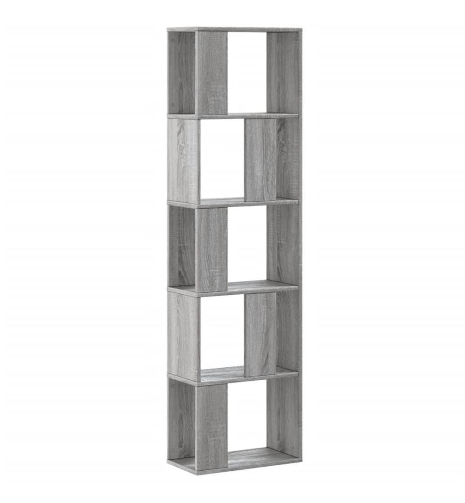Bibliothèque 5 niveaux sonoma gris bois d'ingénierie