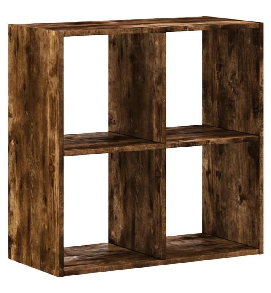 Bibliothèque chêne fumé 68,5x32x68,5 cm bois d'ingénierie