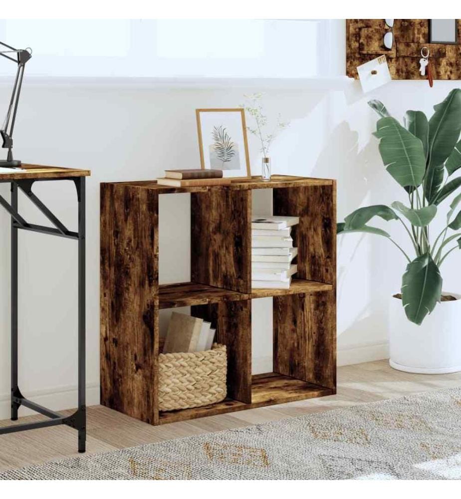Bibliothèque chêne fumé 68,5x32x68,5 cm bois d'ingénierie