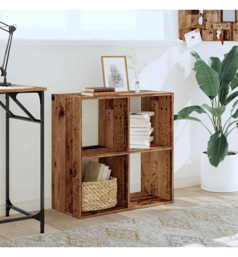 Bibliothèque vieux bois 68,5x32x68,5 cm bois d'ingénierie