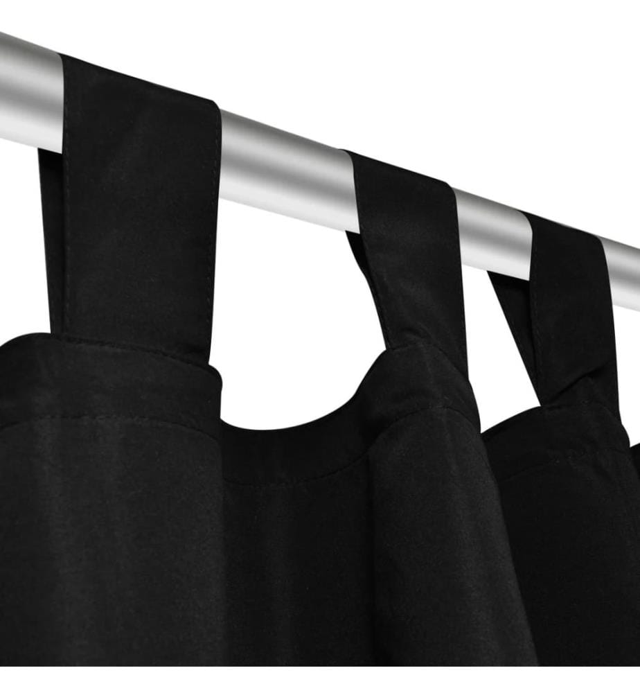 Vorhänge Gardinen aus Satin 2-teilig  140 x 225 cm Schwarz