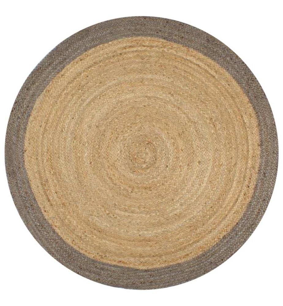 Teppich Handgefertigt Jute mit Grauem Rand 120 cm
